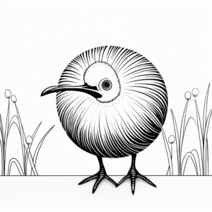 Kiwi Bird in Its Natural Habitat Coloring Pages 1