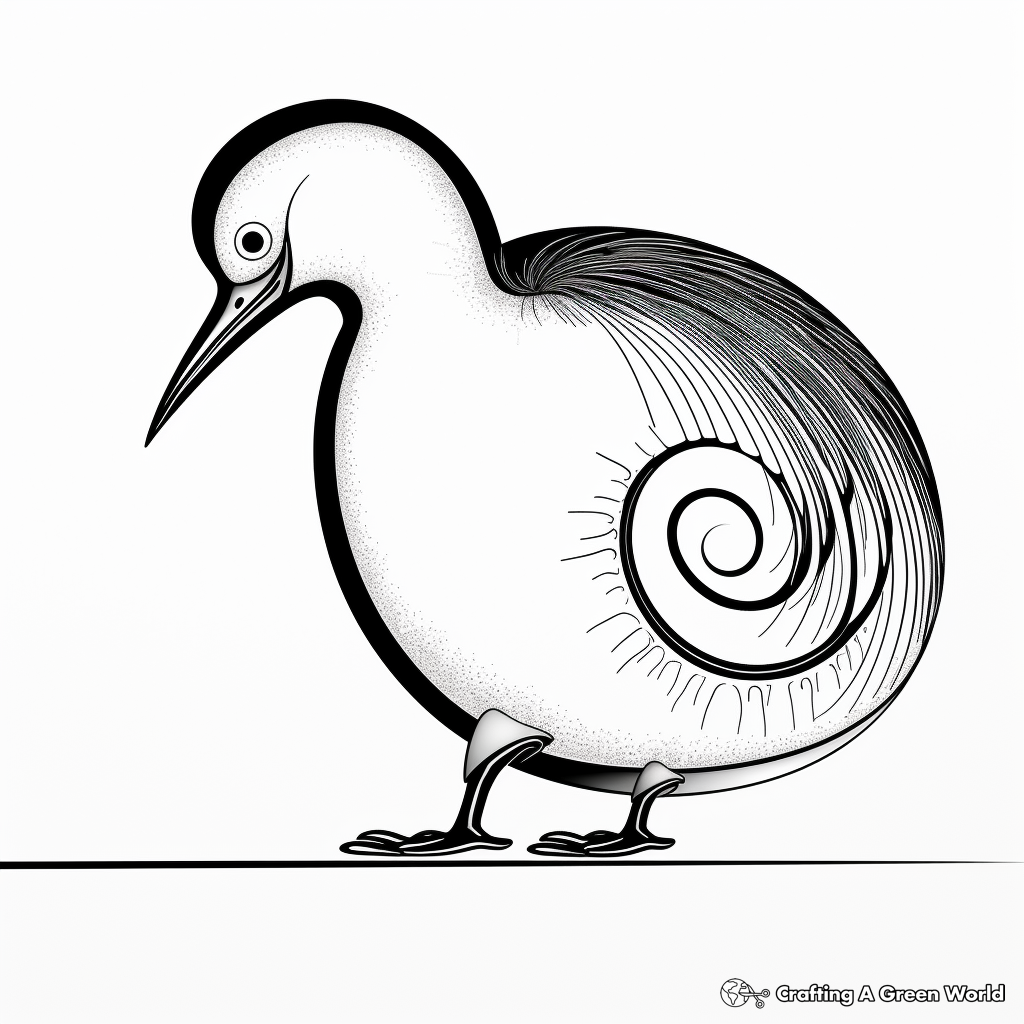 Kiwi Bird Side View Coloring Pages 1