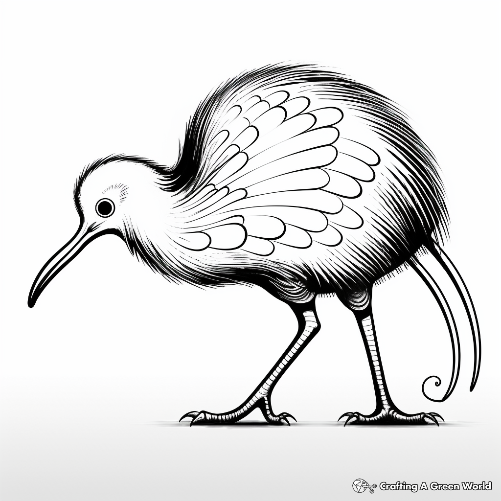 Kiwi Bird Side View Coloring Pages 3