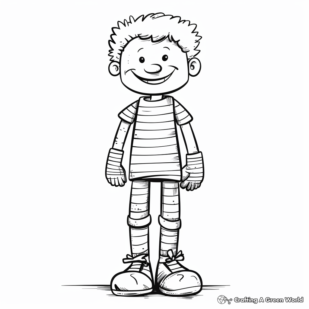 Knee-High Striped Socks Coloring Sheets 1