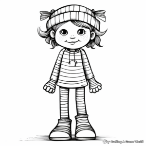 Knee-High Striped Socks Coloring Sheets 4