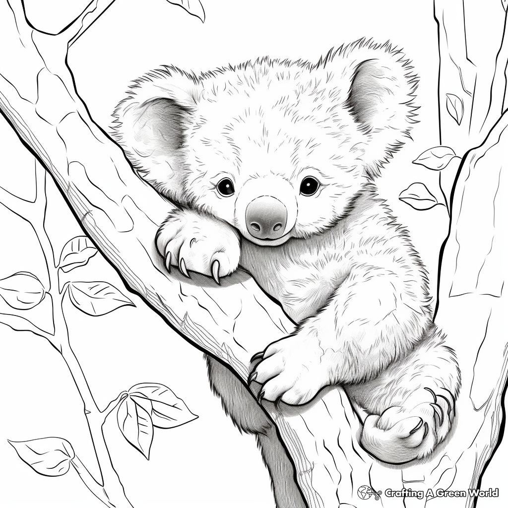 Koala Bear Cub Coloring Pages: Australian Wildlife 1