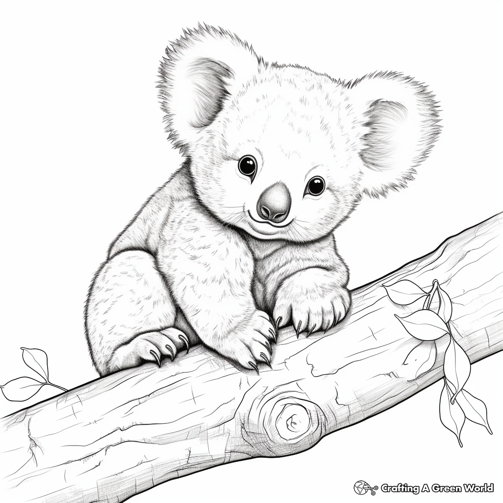 Koala Bear Cub Coloring Pages: Australian Wildlife 3