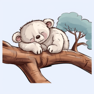 Koala Bear Sleeping in Tree Coloring Pages 1