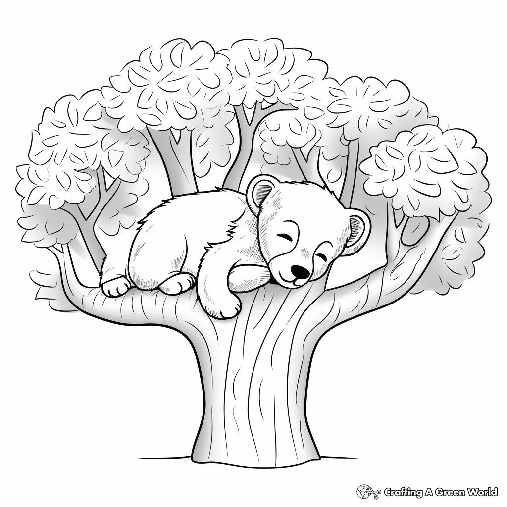Koala Bear Sleeping in Tree Coloring Pages 3
