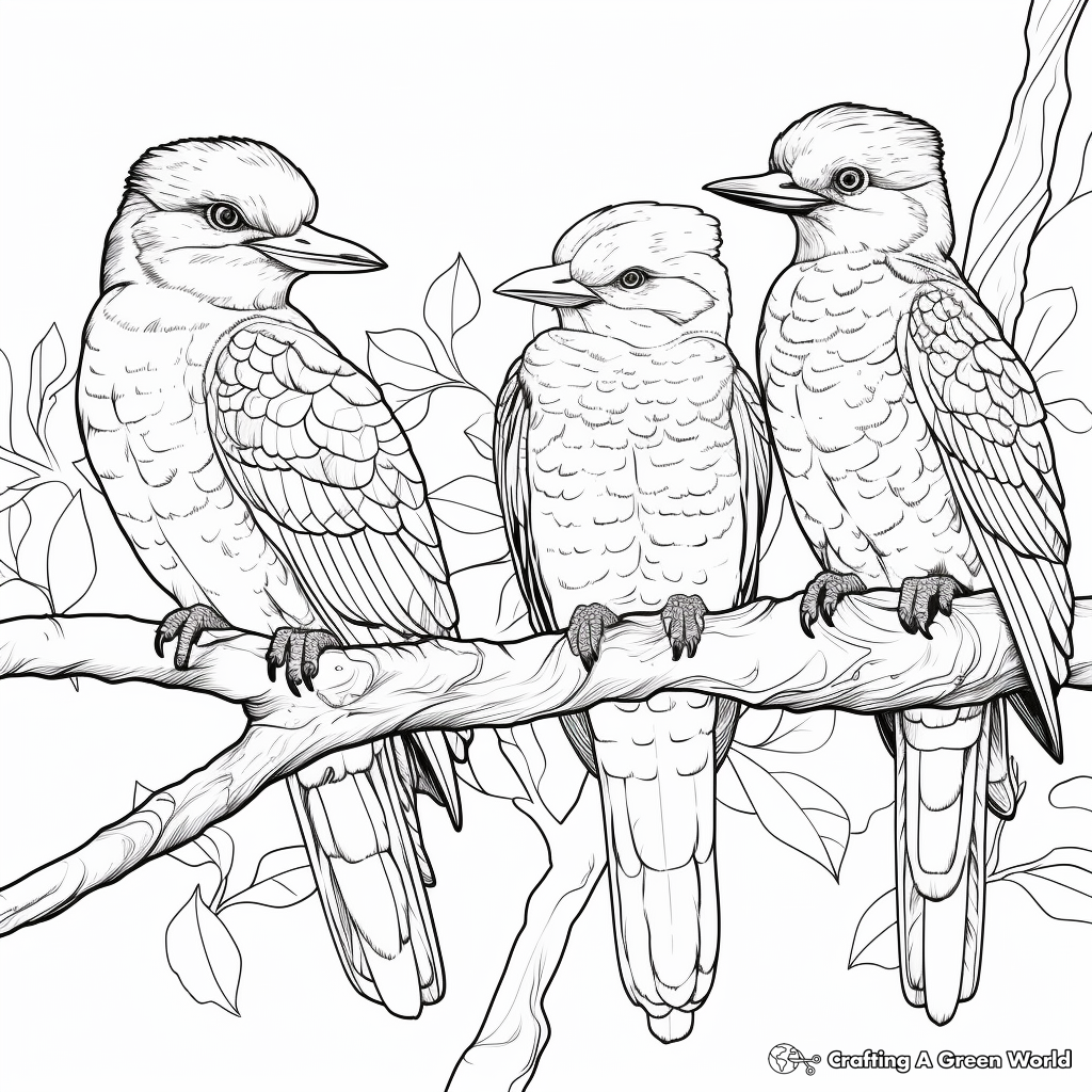 Kookaburra Family Coloring Pages 3