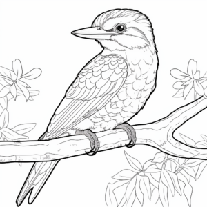 Kookaburra in the Rainforest Coloring Page 1