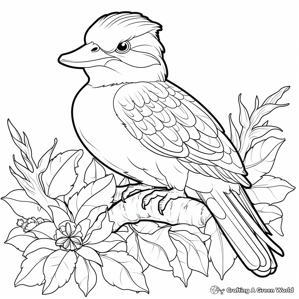 Kookaburra in the Rainforest Coloring Page 3