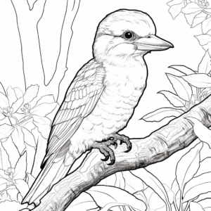 Kookaburra in the Rainforest Coloring Page 4
