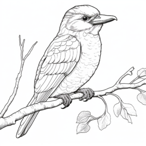 Kookaburra Perched on Branch Coloring Pages 1