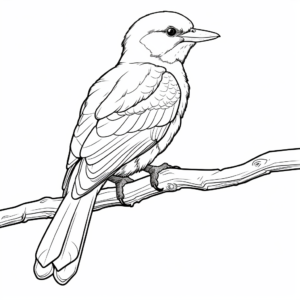 Kookaburra Perched on Branch Coloring Pages 2