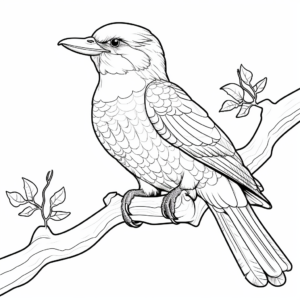Kookaburra Perched on Branch Coloring Pages 4