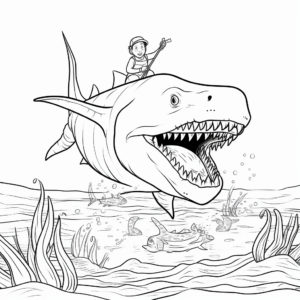 Kronosaurus Hunting Scene Coloring Pages for the Adventurous 3