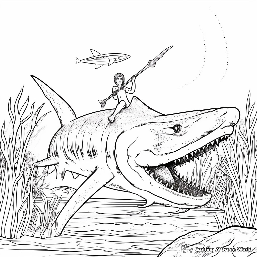 Kronosaurus Hunting Scene Coloring Pages for the Adventurous 4