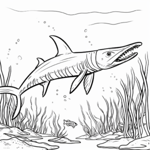 Kronosaurus with Prehistoric Background Coloring Pages 2