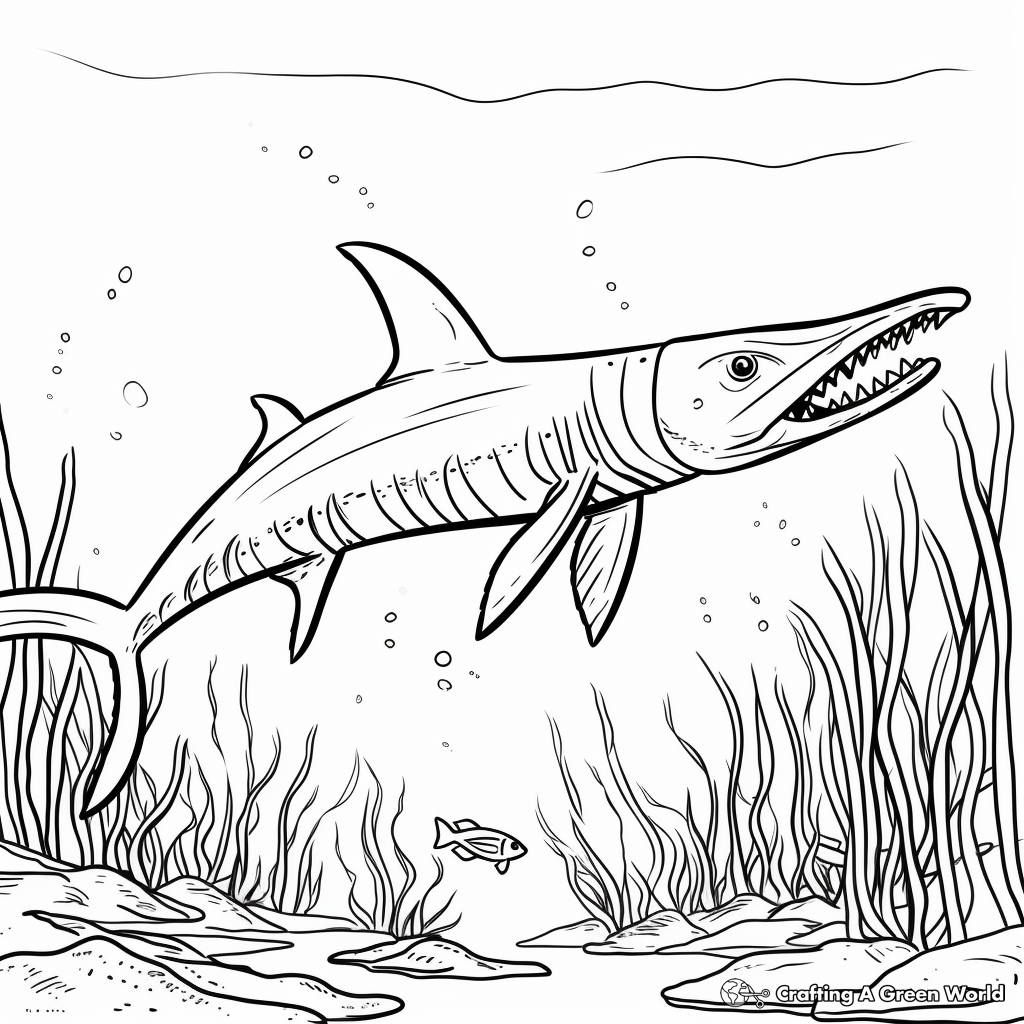 Kronosaurus with Prehistoric Background Coloring Pages 2