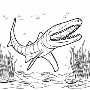 Kronosaurus with Prehistoric Background Coloring Pages 3