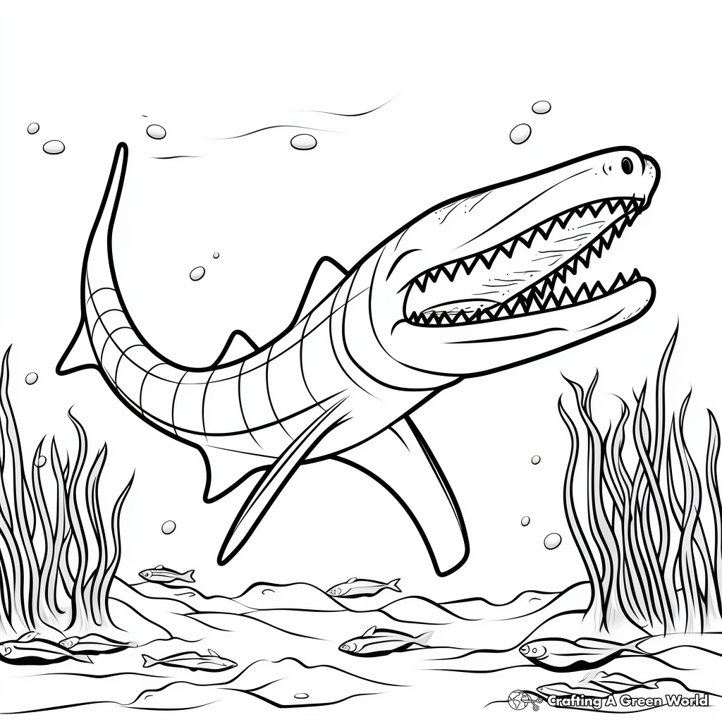 Kronosaurus with Prehistoric Background Coloring Pages 3