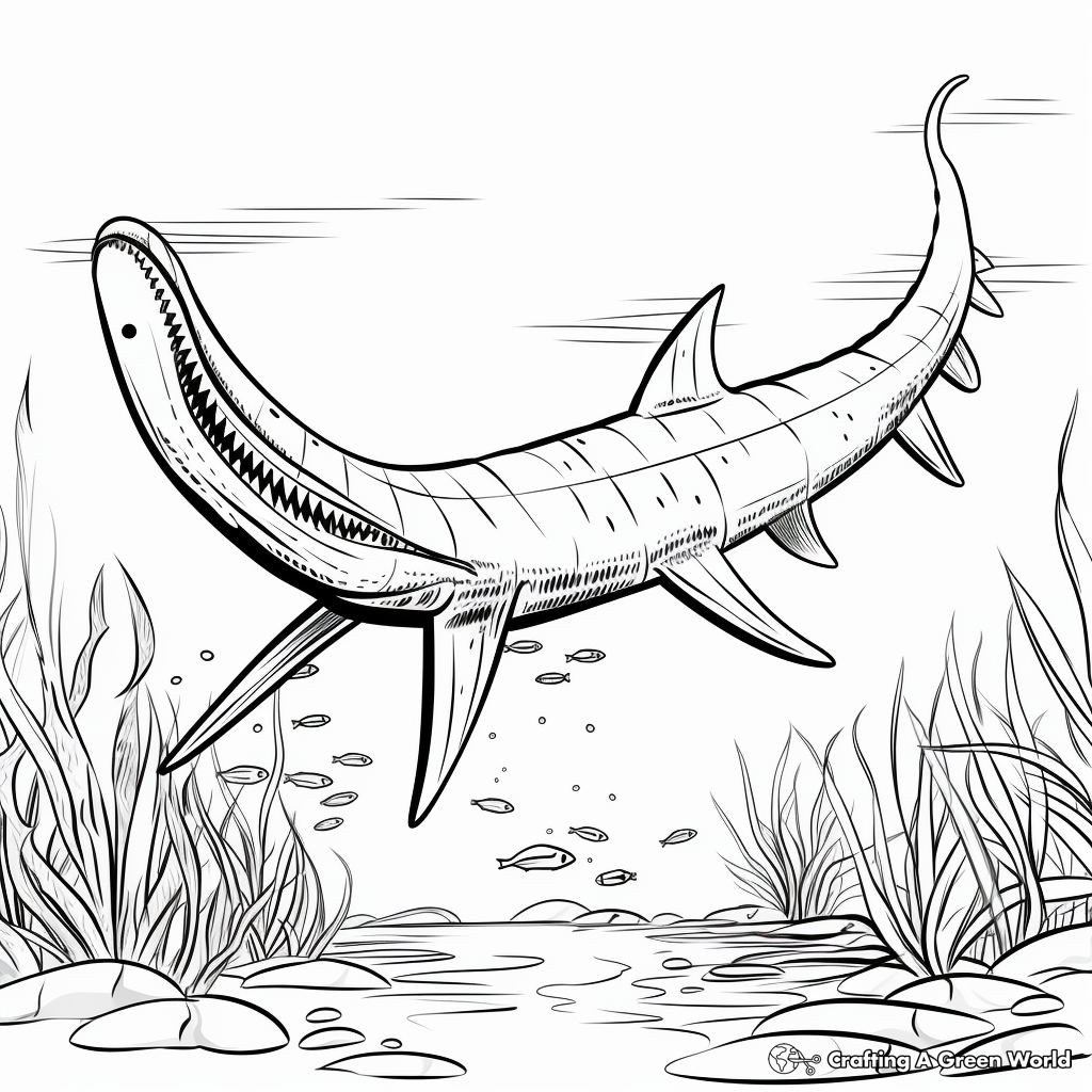 Kronosaurus with Prehistoric Background Coloring Pages 4
