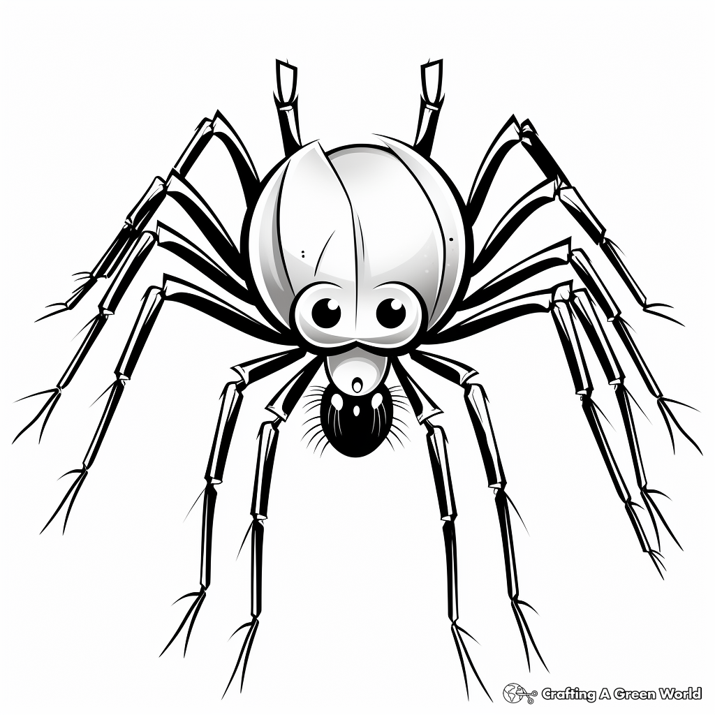 Labeled Parts of a Black Widow Spider Coloring Pages 1