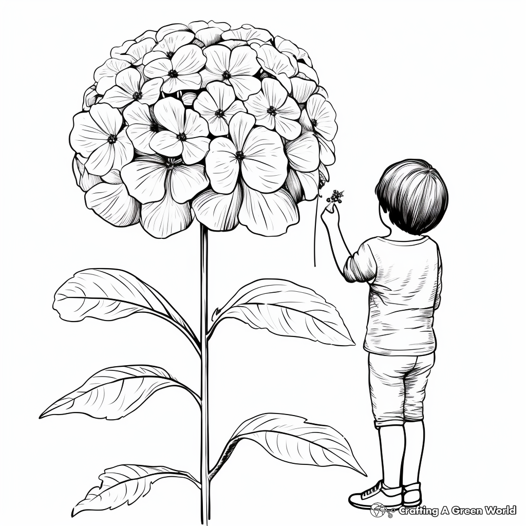 Lacecap Hydrangea Coloring Pages for Botany Enthusiasts 3