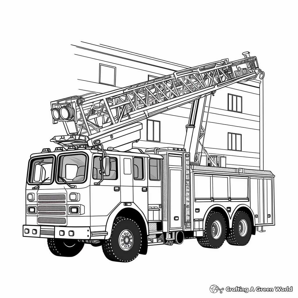 Ladder Truck Coloring Pages 2
