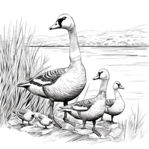 Lakeside Canada Geese Coloring Pages 1