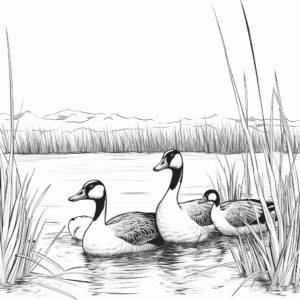 Lakeside Canada Geese Coloring Pages 2