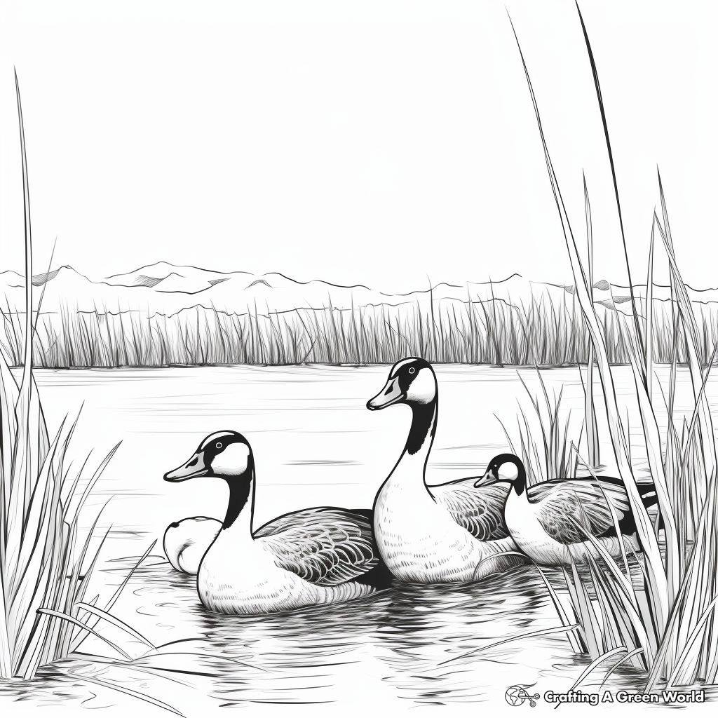 Lakeside Canada Geese Coloring Pages 2