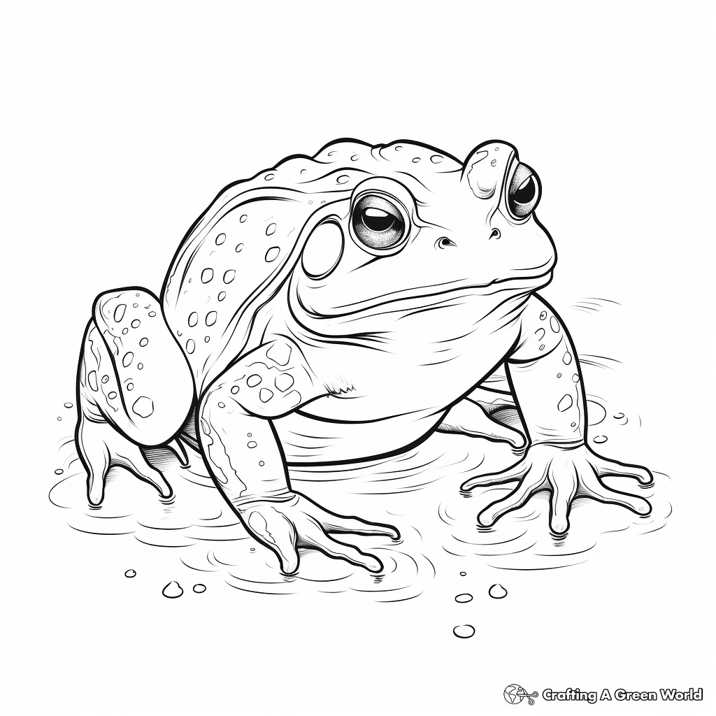 Large Adult Bullfrog Coloring Pages 1
