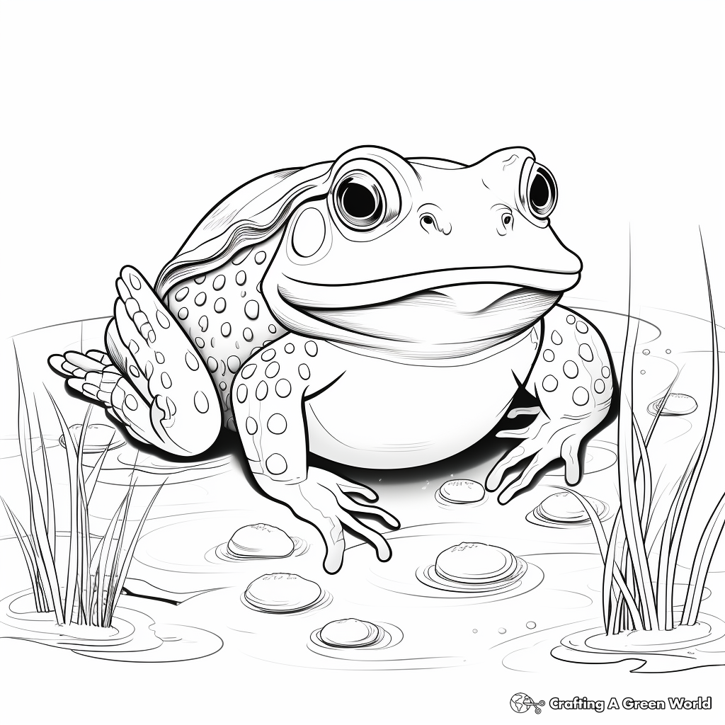 Large Adult Bullfrog Coloring Pages 2