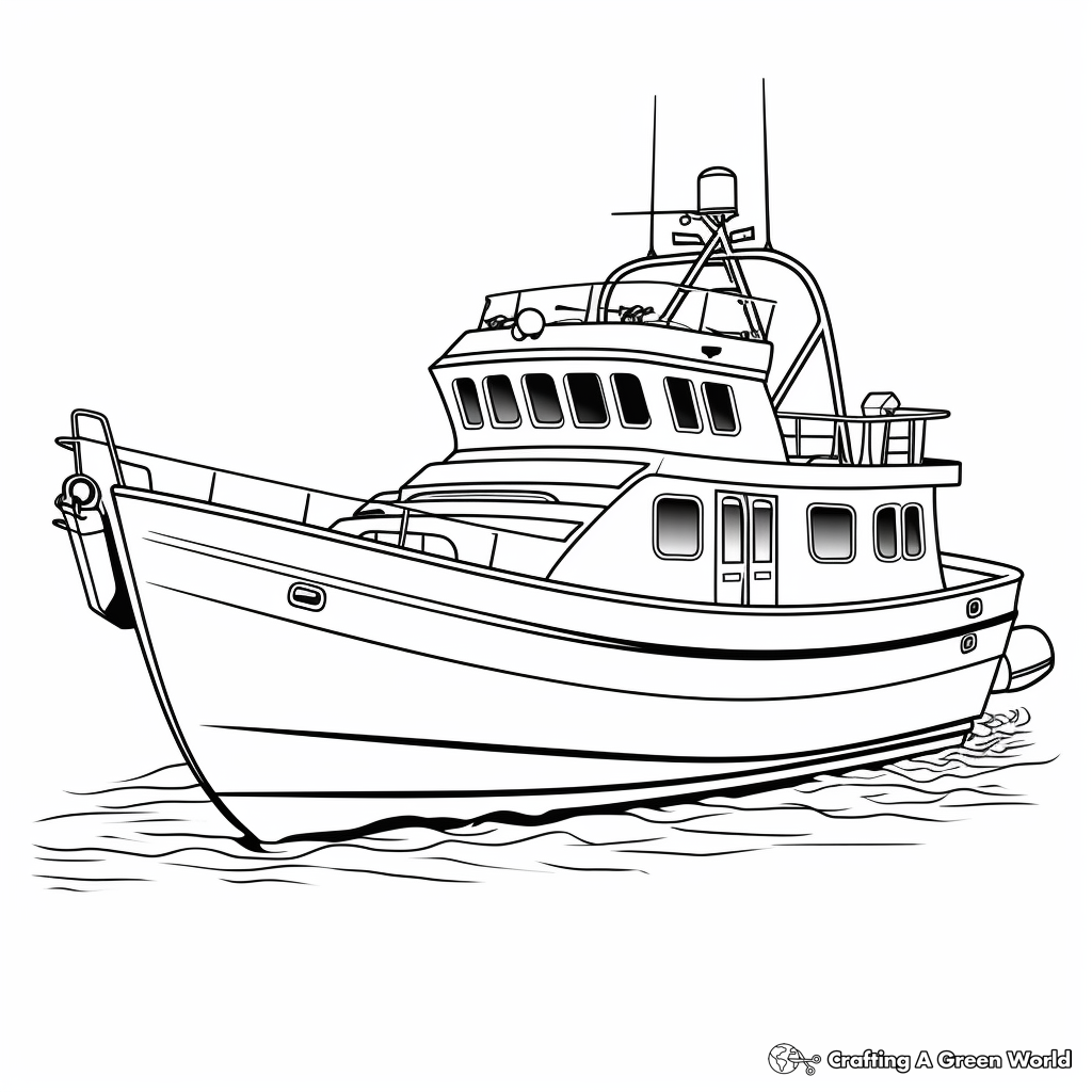 Large Commercial Fishing Boat Coloring Pages 1