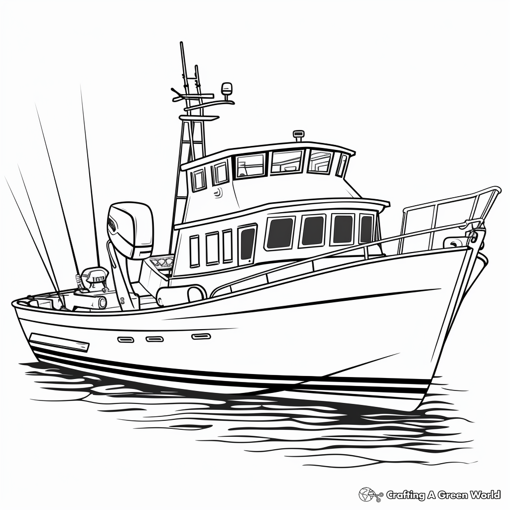 Large Commercial Fishing Boat Coloring Pages 4