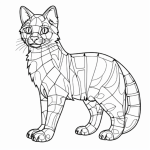 Large Outline Calico Cat for Coloring, Cutting, and Pasting School Project 1