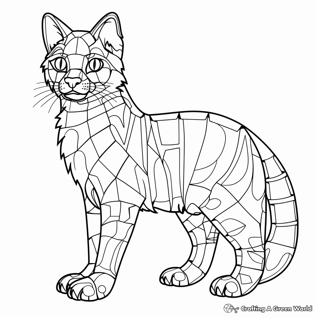 Large Outline Calico Cat for Coloring, Cutting, and Pasting School Project 1
