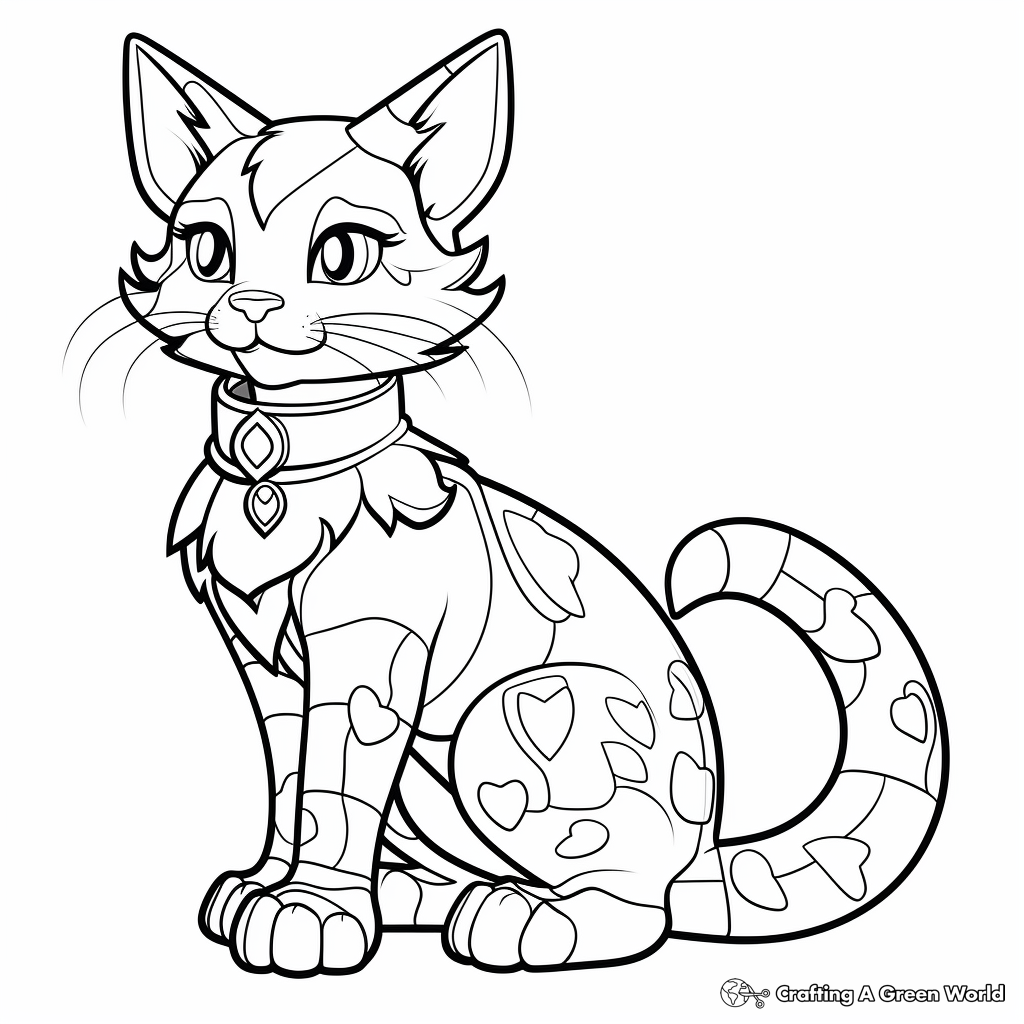 Large Outline Calico Cat for Coloring, Cutting, and Pasting School Project 3