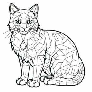 Large Outline Calico Cat for Coloring, Cutting, and Pasting School Project 2