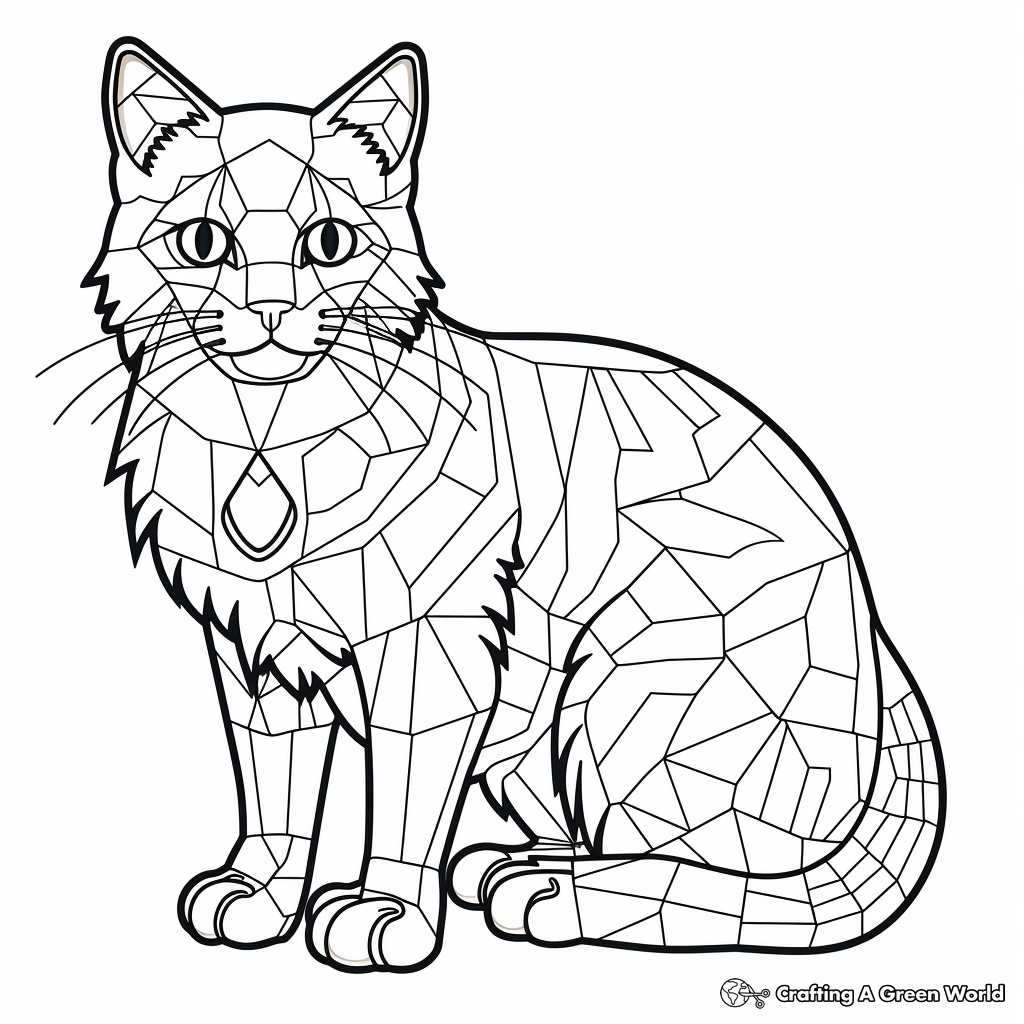 Large Outline Calico Cat for Coloring, Cutting, and Pasting School Project 2