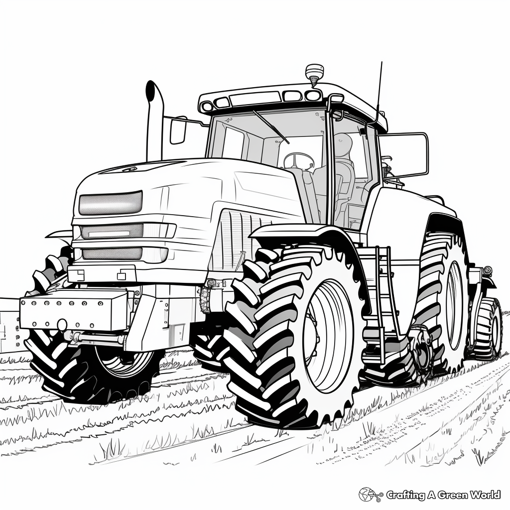 Large Scale Combine Tractor Coloring Pages 1