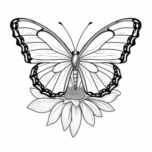 Large-Scale Half Butterfly, Half Zinnia Coloring Pages 3