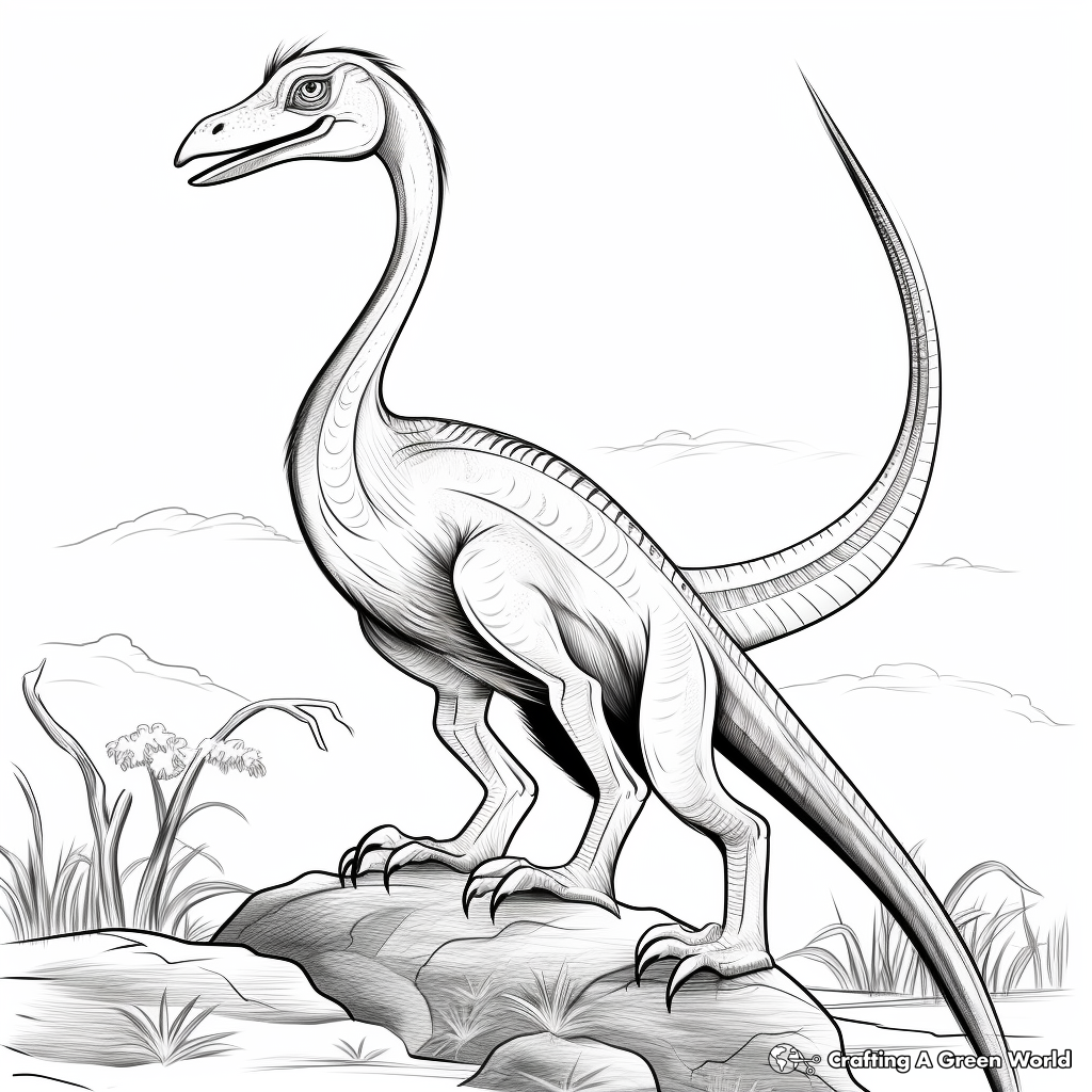 Large Size Compysognathus Coloring Page for Wall Art 3