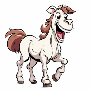 Laughing and Jolly Cartoon Horse Coloring Pages 1