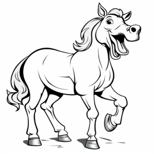 Laughing and Jolly Cartoon Horse Coloring Pages 2