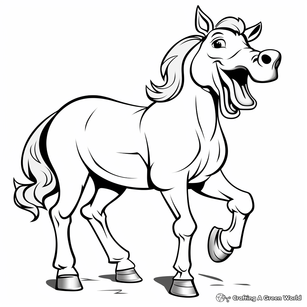 Laughing and Jolly Cartoon Horse Coloring Pages 2
