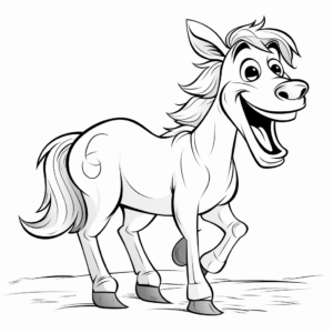 Laughing and Jolly Cartoon Horse Coloring Pages 3