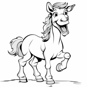 Laughing and Jolly Cartoon Horse Coloring Pages 4