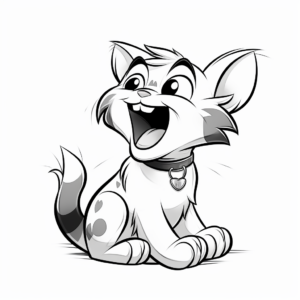 Laughing Calico Cat Cartoon Coloring Page 1
