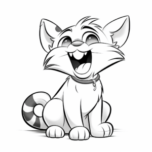 Laughing Calico Cat Cartoon Coloring Page 2