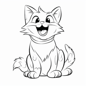 Laughing Calico Cat Cartoon Coloring Page 4