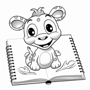 Laughing Cartoon Hippo with Big Eyes Coloring Pages 3